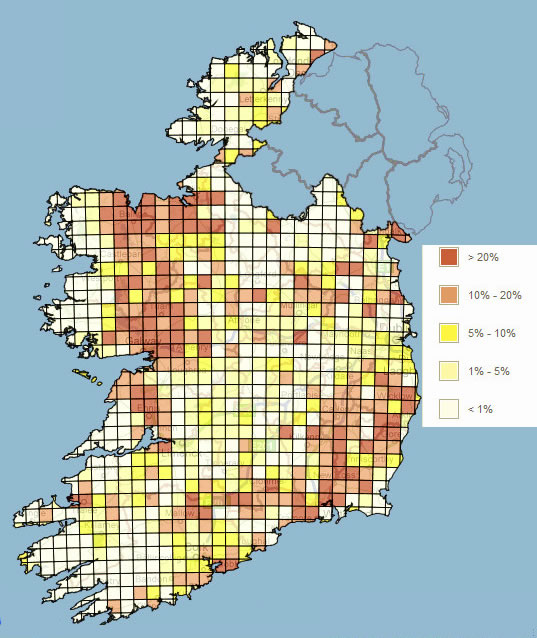 Map Of Ireland In Irish. Radon Gas Map of Ireland,